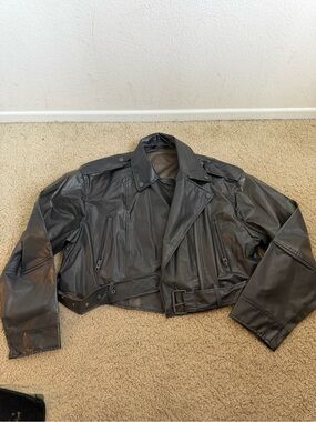 Zara Black Cropped Transparent Bomber Jacket